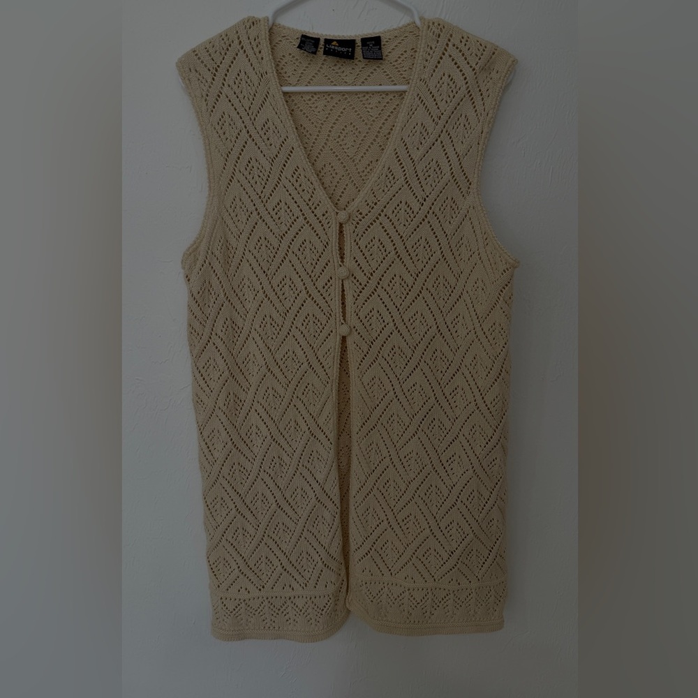 Cream V-Neck Sweater Vest
